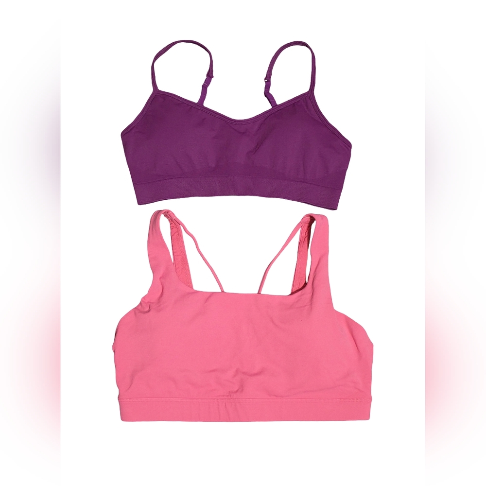 ATHLETA Sports Bra Bundle Womens Medium Pink Purple Padded Athleisure - Picture 2 of 7
